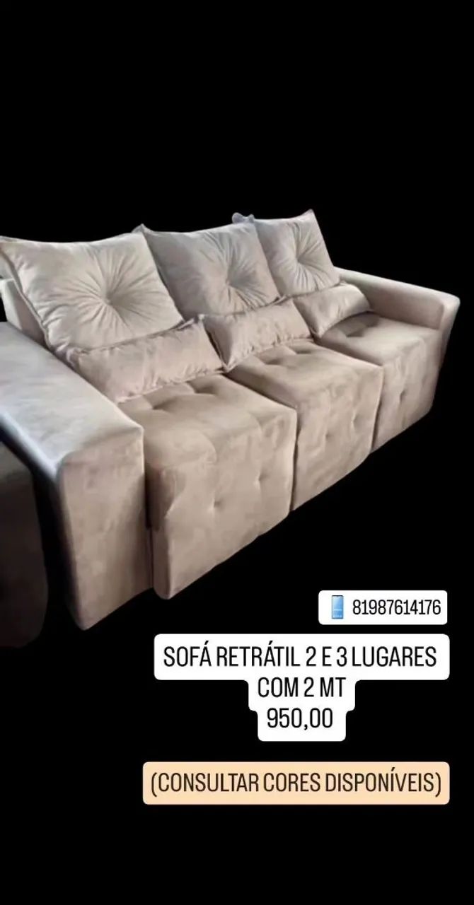 Sofá Retrátil 2 e 3 Lugares com 2 Metros