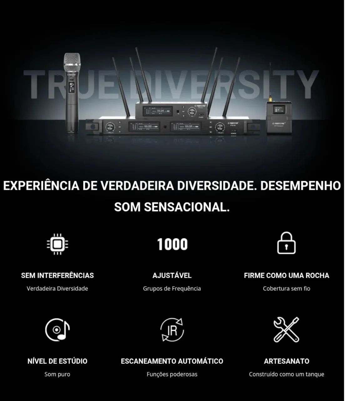 Sistema de Microfone Sem Fio Phenyx Pro PTU-2U Profissional  - Foto 2
