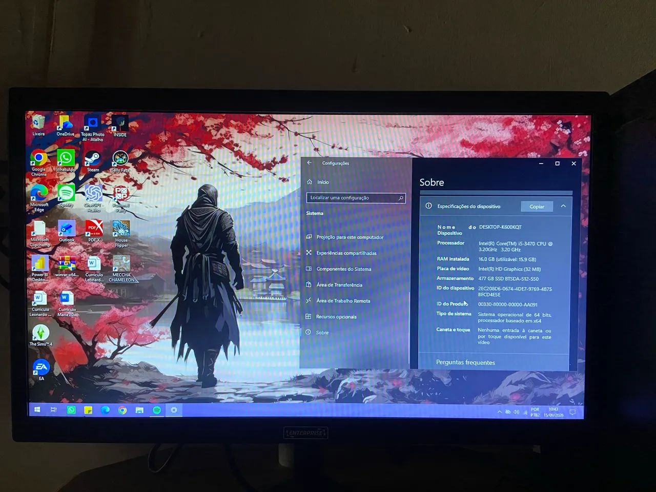 Vendo computador Intel I5, sem placa de vídeo, 16 RAM e 500G armazenamento - Foto 3