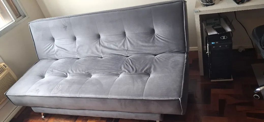 Sofá cama 120x180cm cinza - Foto 2