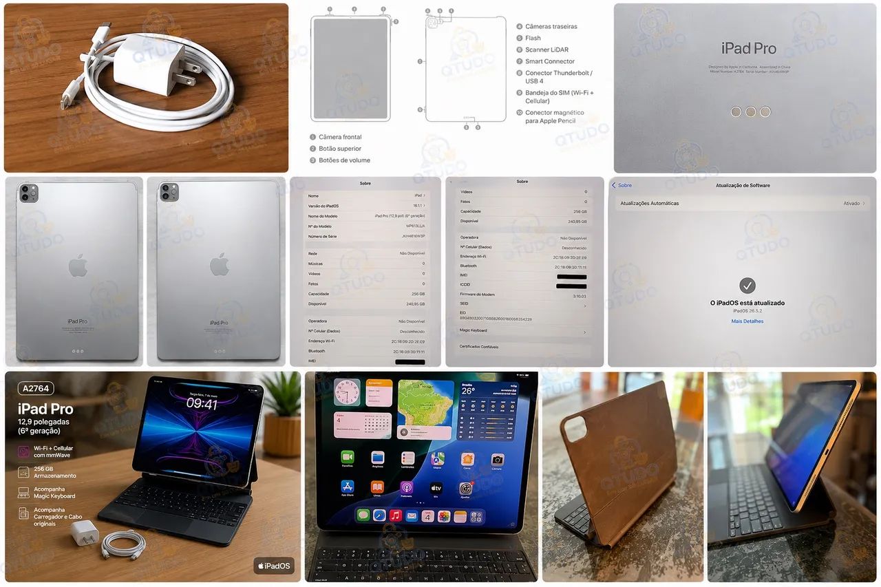 IPad Pro 12.9 Wi-Fi-celular M2 Prata 256Gb + MagicKeyboard+carreador e cabo C  Apple - Foto 6