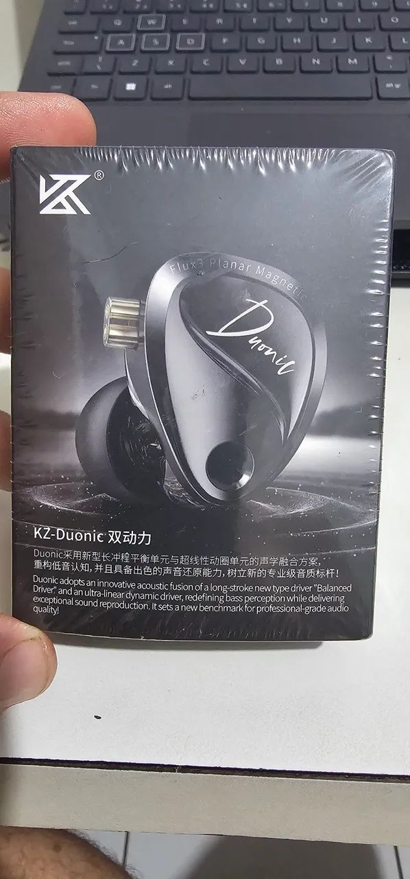 Fone KZ Duonic - Preto. Bass improved  versão com equalizador. Melhor que Castor Pro.