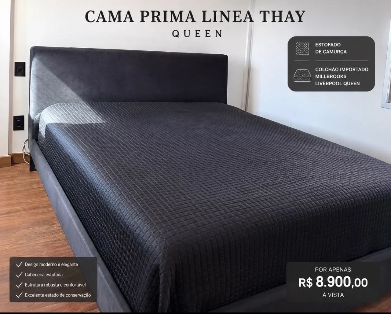 CAMA QUEEN PRIMA LINEA + COLCHÃO INGLÊS - Foto 2
