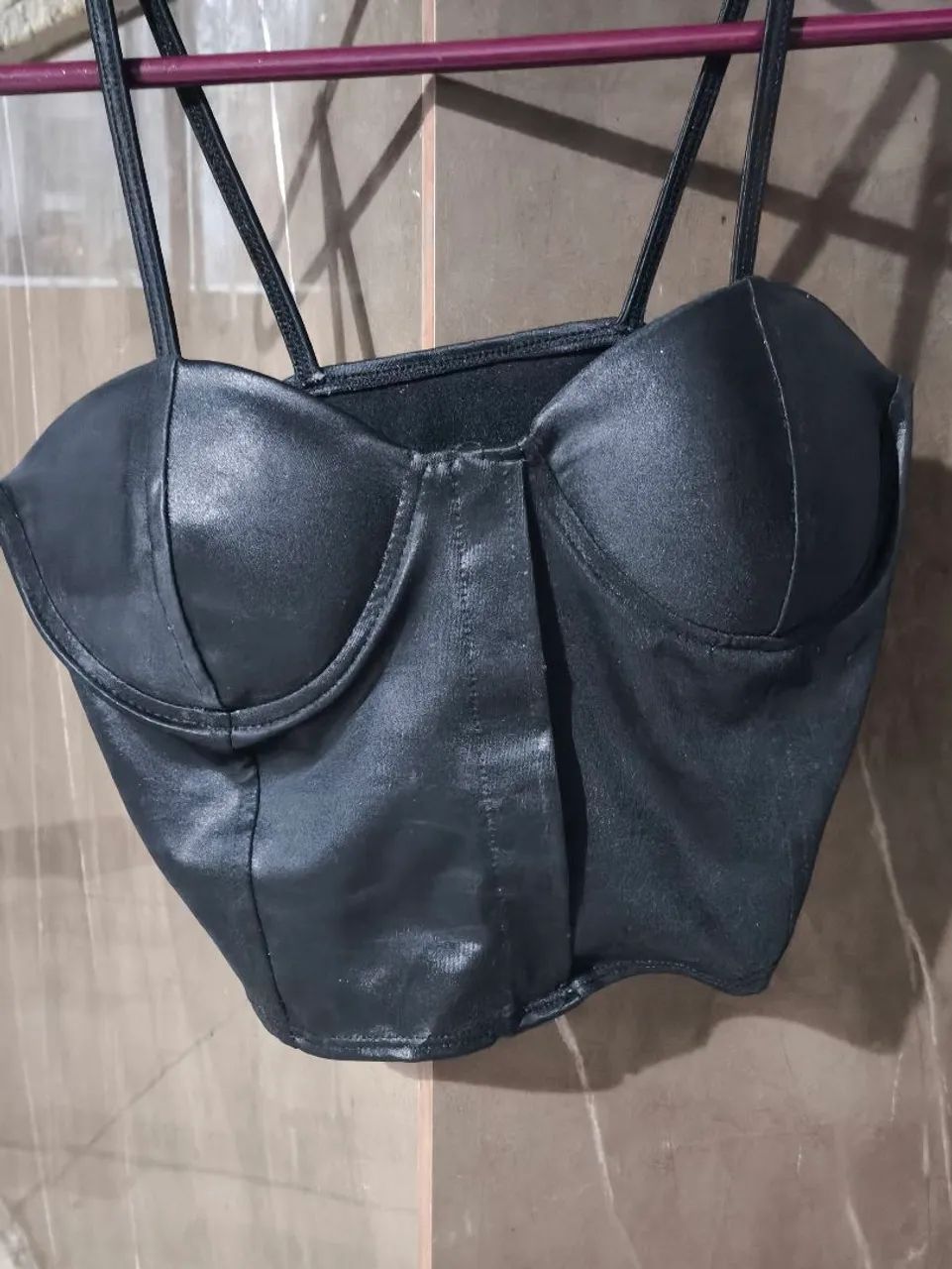 Cropped preto estilo corset/bustier