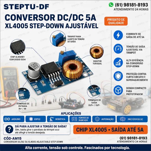 Conversor Dc/dc -5a Xl4005 Adjustable Step Down Arduino Robotica COD-AM15  - Foto 2