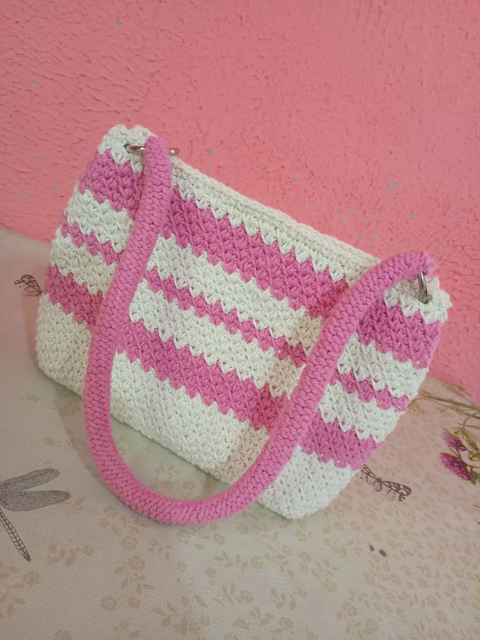 Bolsa de crochê de ombro 