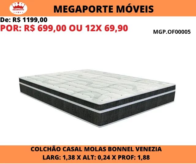 Colchão Casal Molas Bonnel Venezia Black