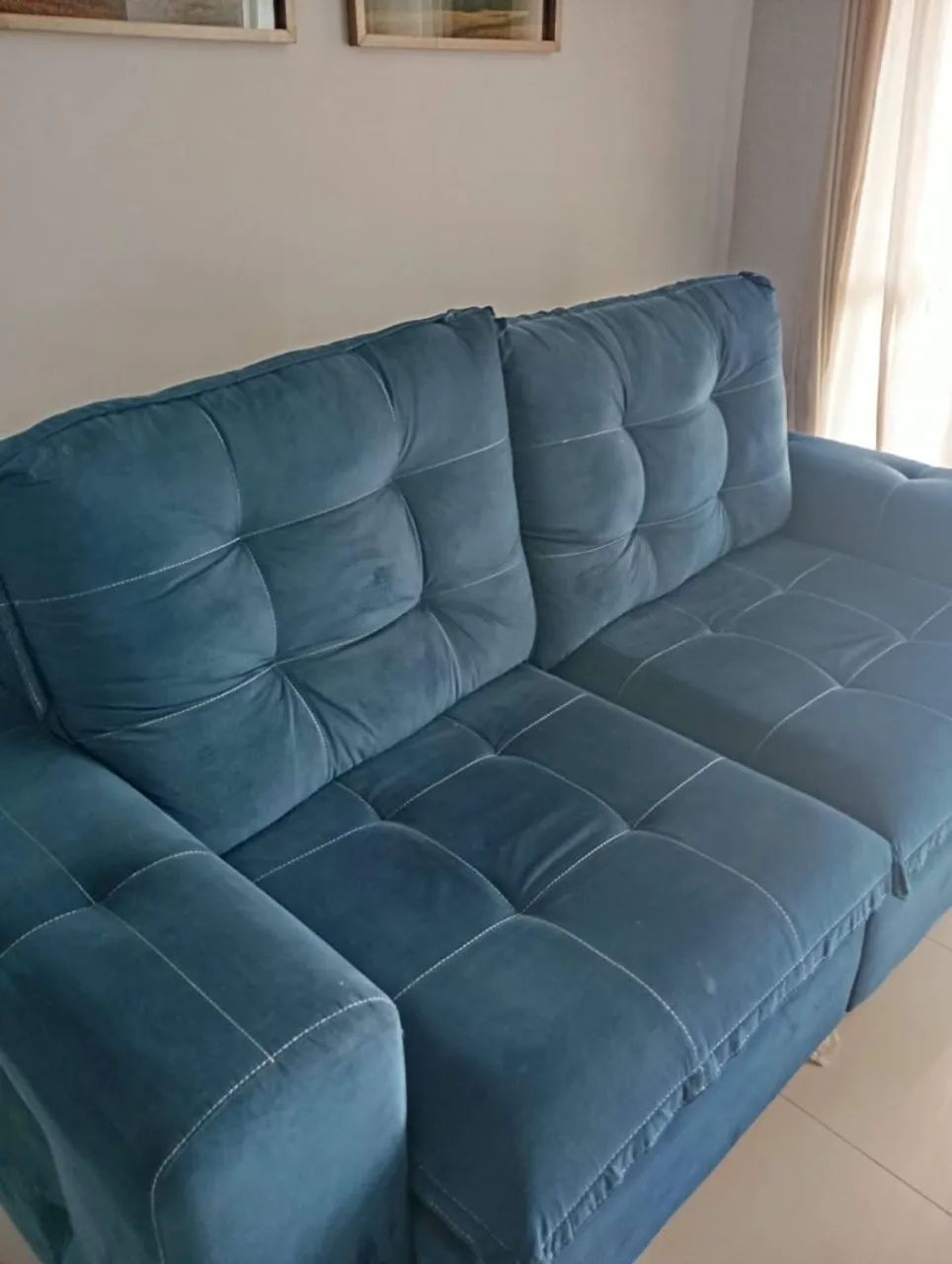Sofá retrátil suede azul-marinho R$1.150,00 - Foto 2
