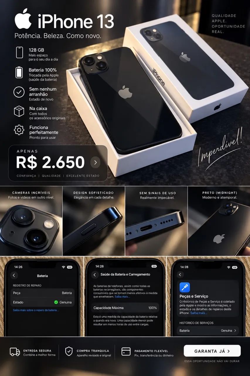 iPhone 13 - 128gb, preto midnight  - Foto 2