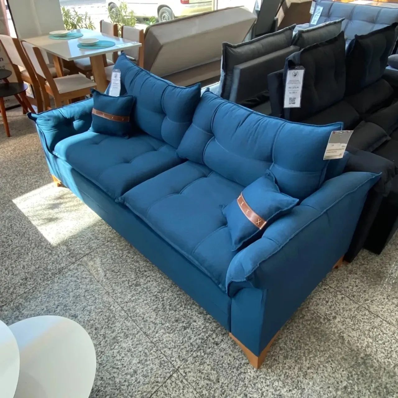 Sofá Creta 3 Lugares Tecido Linho 200cm Boareto / pronta entrega 
