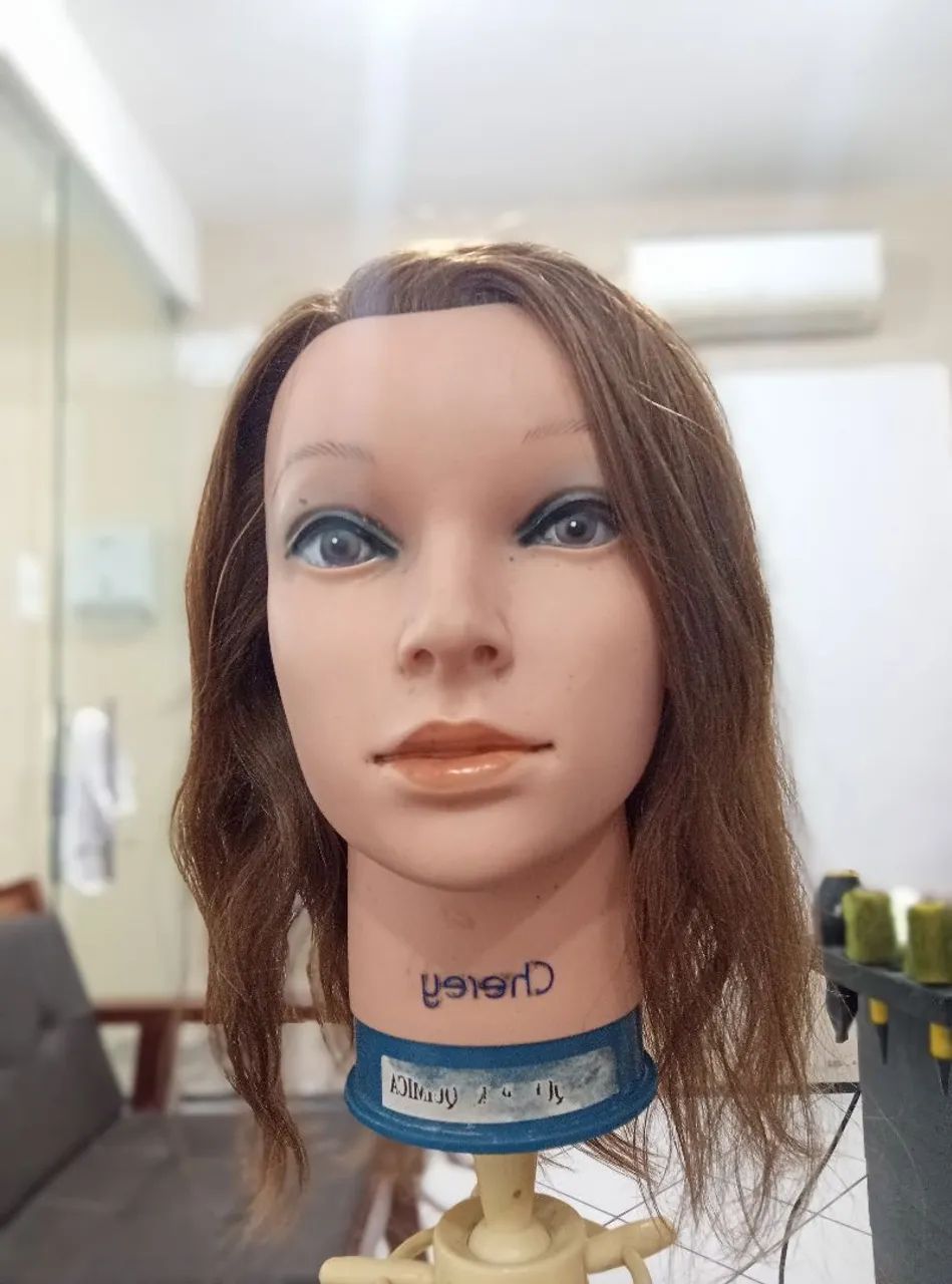 Boneca de treino para cabeleireiro, cabelo natural. - Foto 3