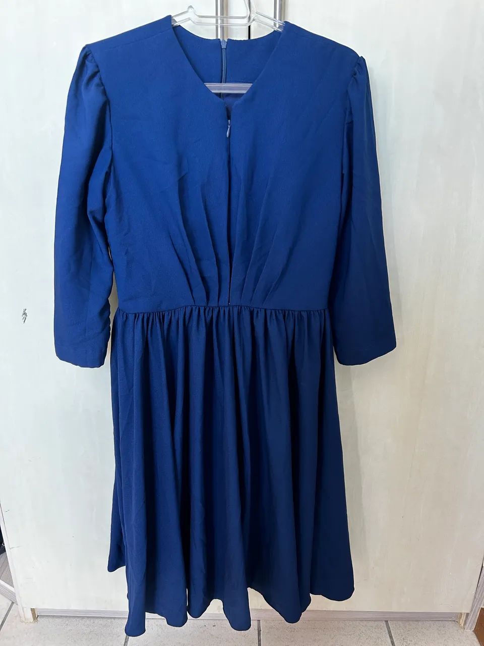 Vestido midi azul marinho P
