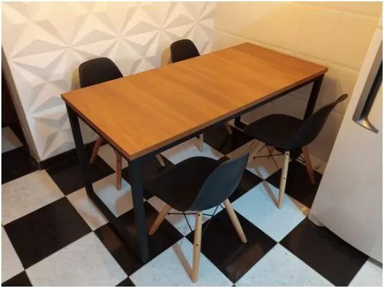 Mesa Multiuso 150 x 70 cm, estilo Industrial com base de metalon e tampo em mdf - Foto 5