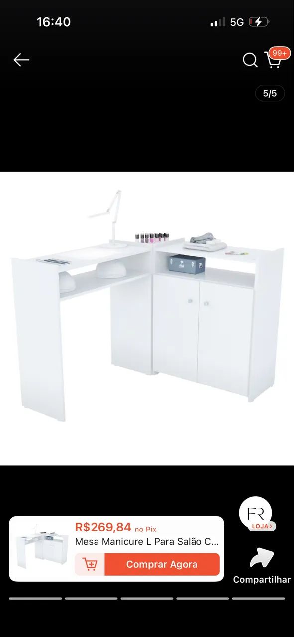 Mesa de manicure em L