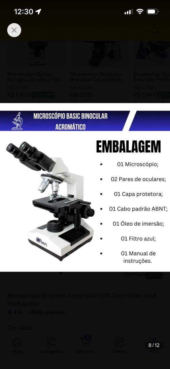 Microscopio Binocular Olen Seminovo
