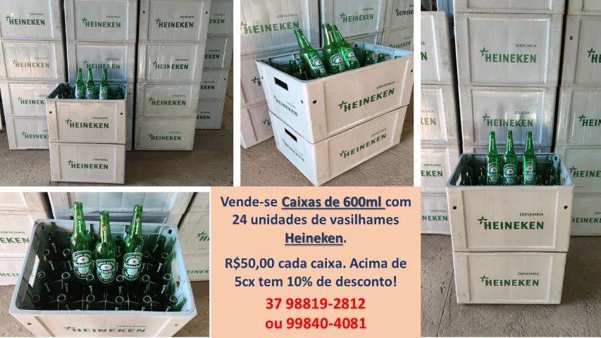 Caixas de 600ml com 24 und de vasilhames HEINEKEN