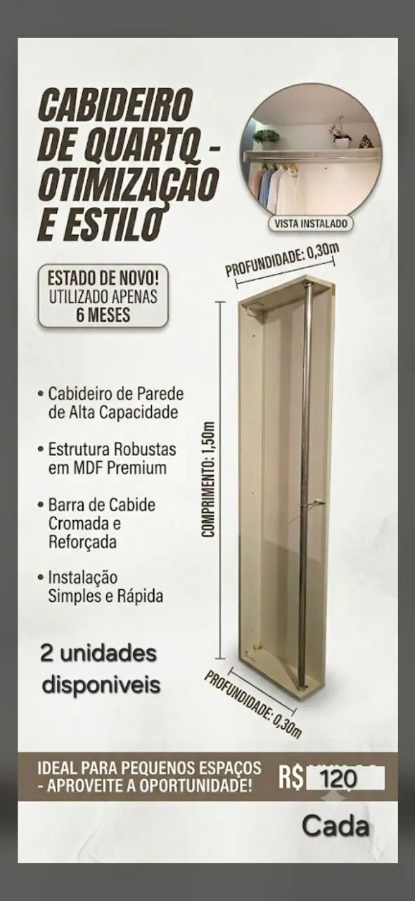 Cabideiros de Parede 1,5 m