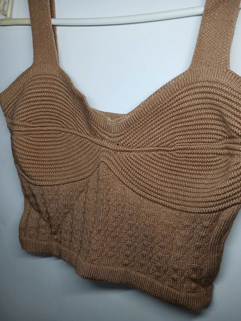 Top Tricô macio Marrom 