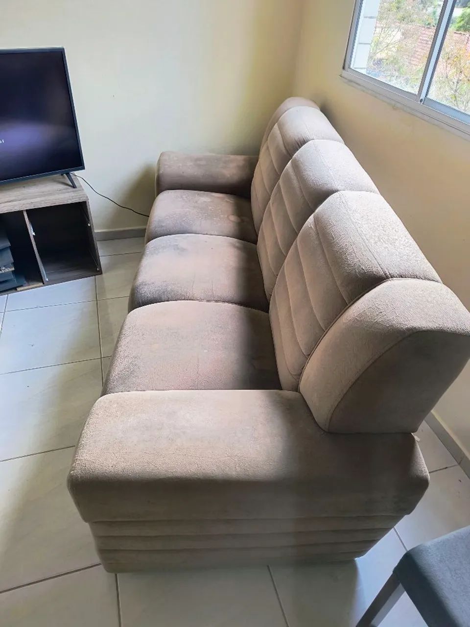 Sofá 3 Lugares Suede Marrom Super Confortável - Desapego - Foto 2