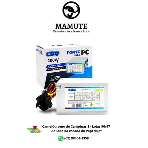 Fonte Para Pc Knup 200w Atx 12v Conexão Sata Alta Performance