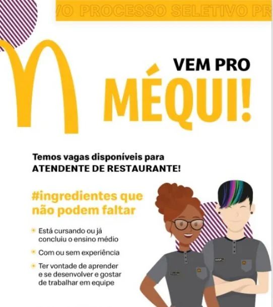 Atendente Mcdonalds madrugada 5×2
