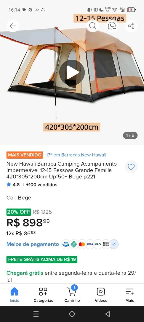 Barraca  camping NEW HAVAII 12-15 pessoas - Foto 2