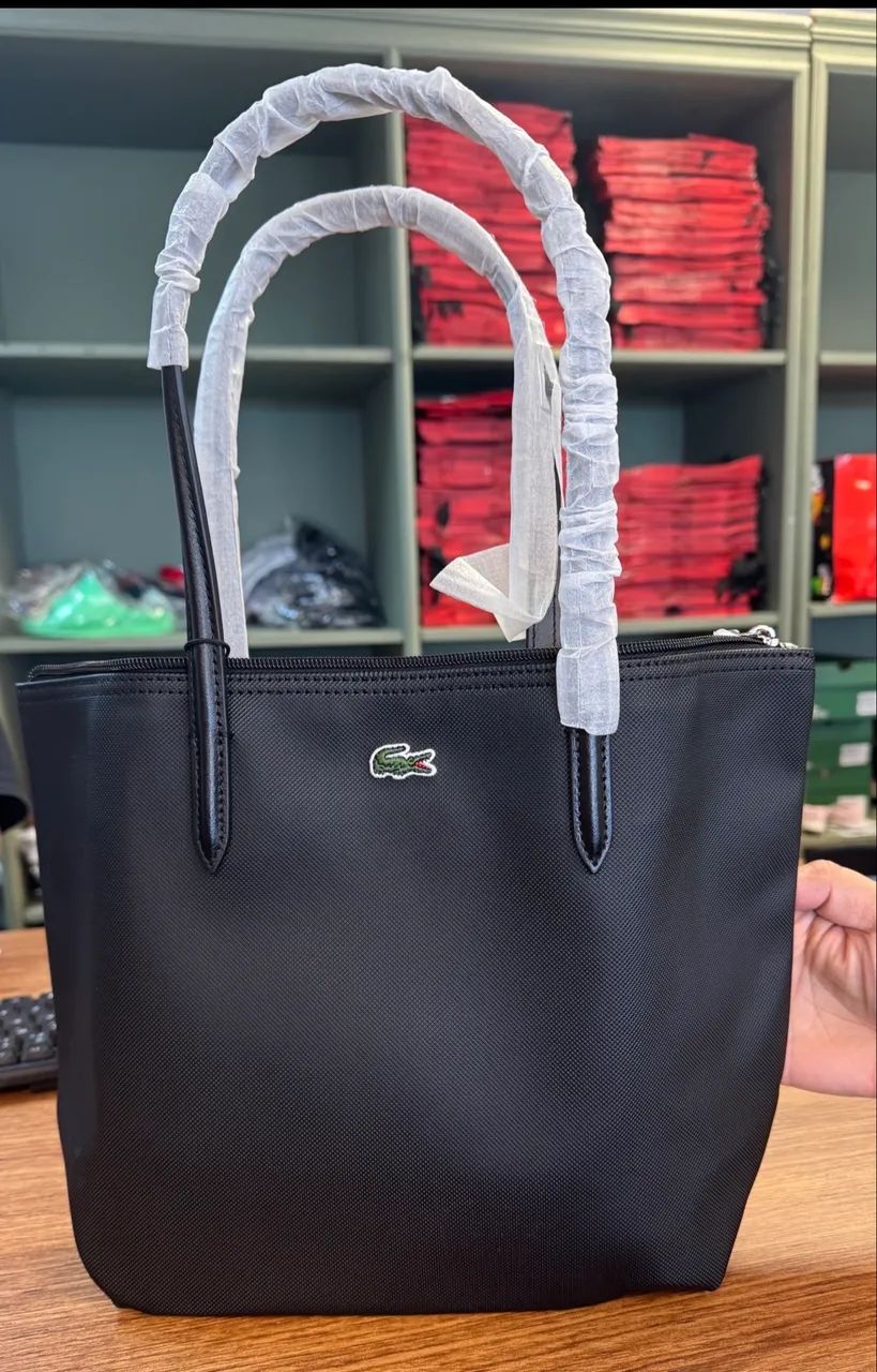 Bolsa tote Lacoste L 12.12 concept preta  - Foto 2