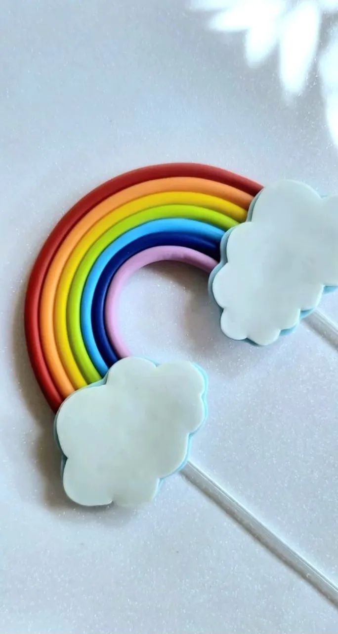 Topo de Bolo Tema Arco Iris - Foto 3