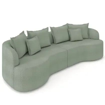 Sofá 4 Lugares 270cm Curvo Quito Veludo Verde Claro