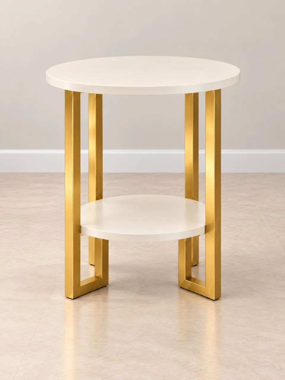 Mesa Lateral Off White e Dourada