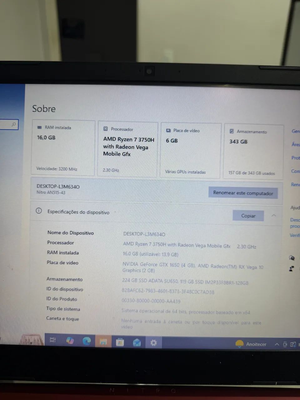 Notebook gamer Acer nitro 5 - Foto 2