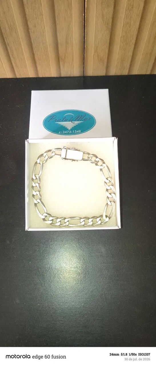 Pulseira em prata com feixe gaveta