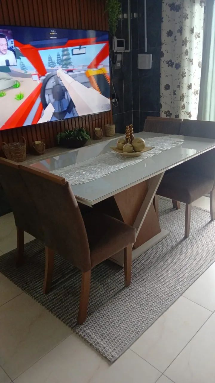 MESA RETANGULAR DE JANTAR, COM 6 CADEIRAS - Foto 4