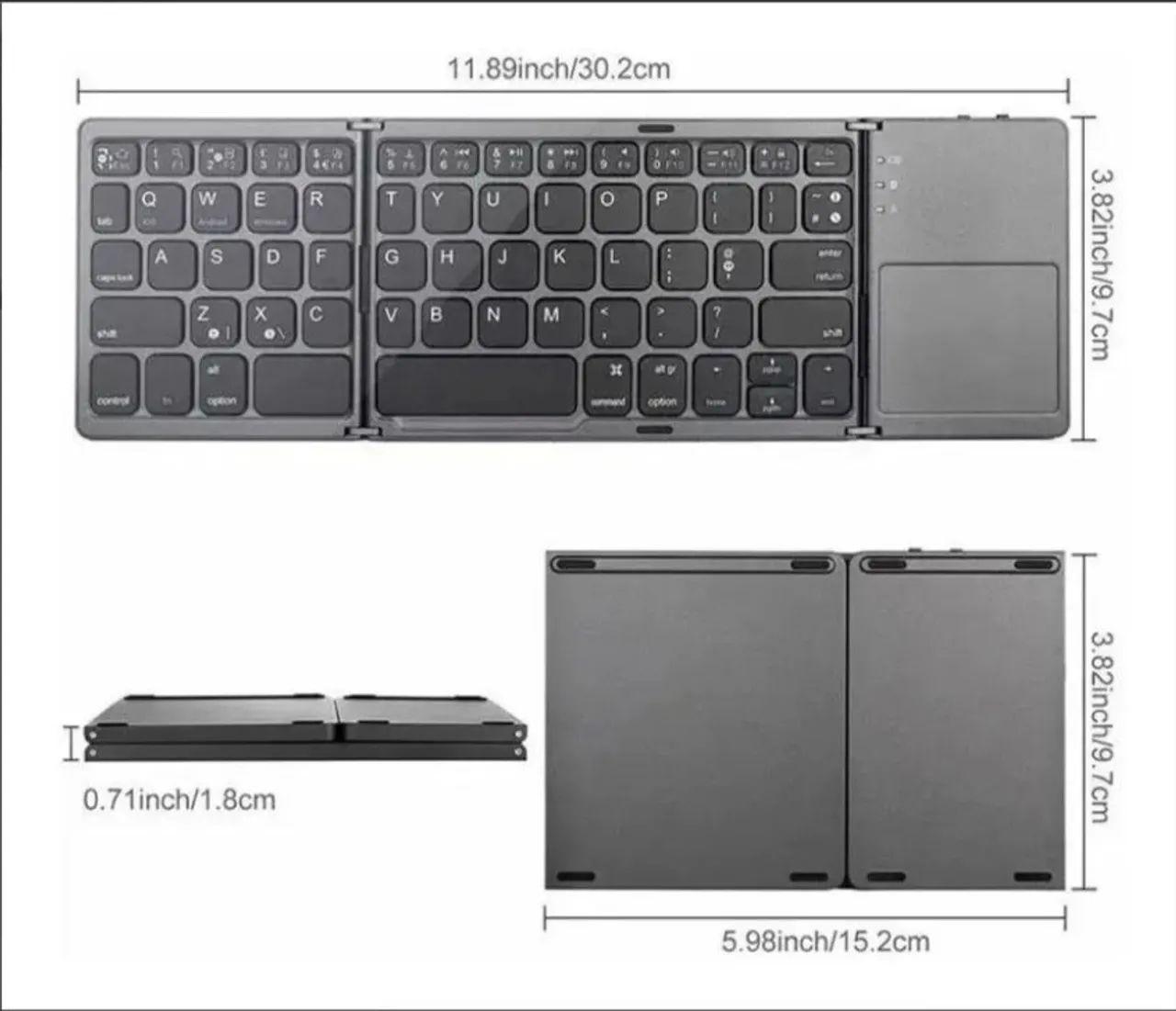 Teclado Dobrável com Touchpad Bluetooth Ultra Slim - Foto 4