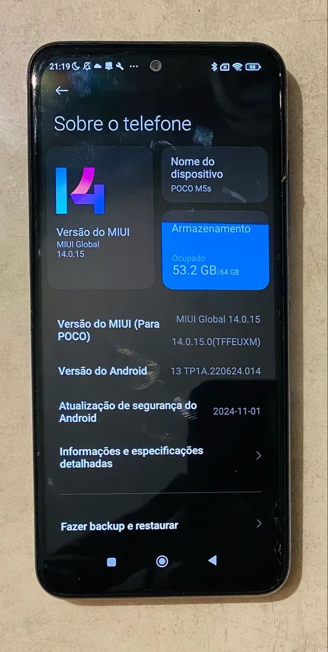 Poço M5s 64Gb com câmera funcionando perfeitamente apesar do detalhe 
