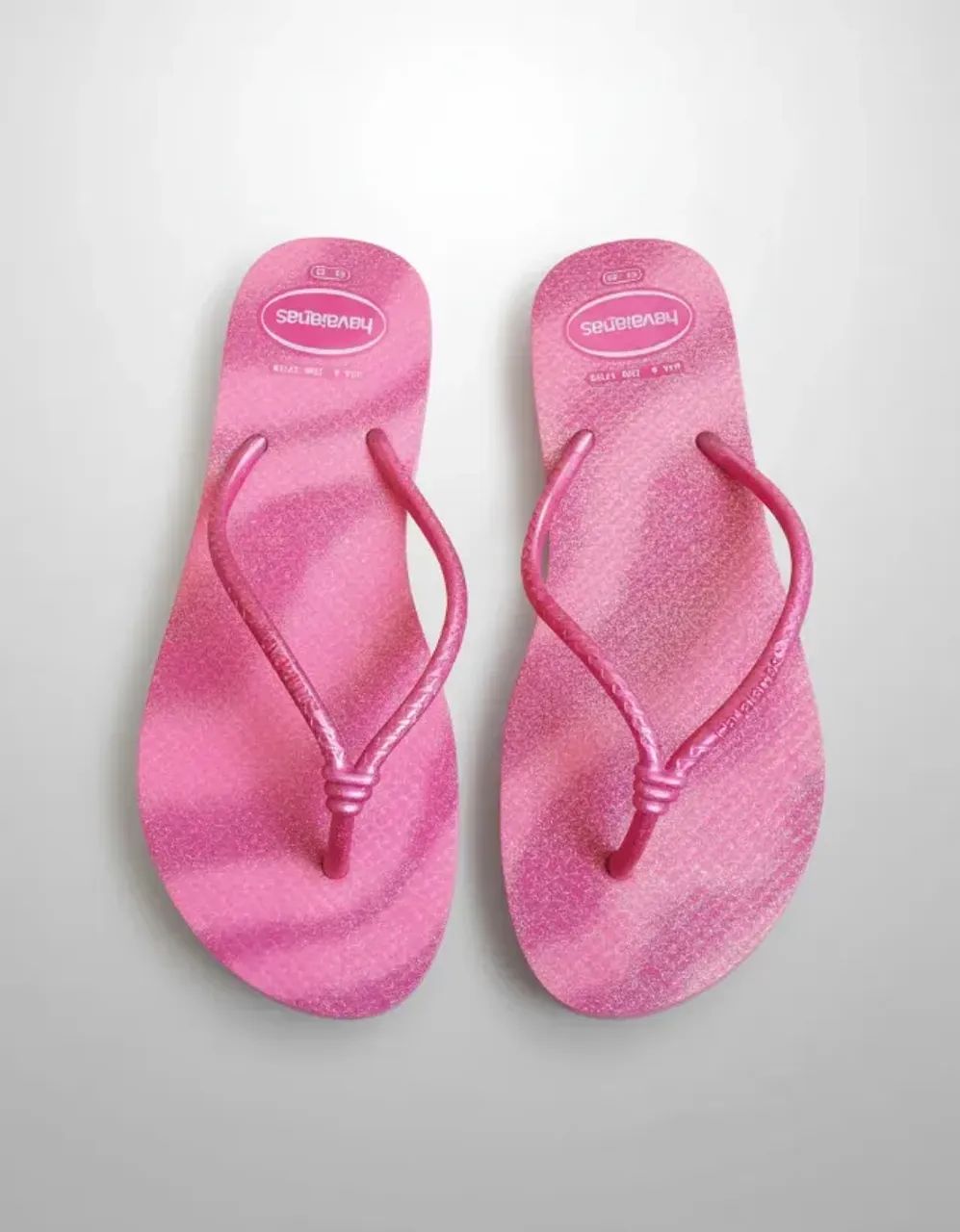 chinelo feminino havaianas rosa com brilho - Foto 3
