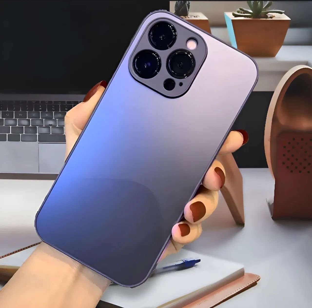 Capa AG Glass Roxa para iPhone - 2500 PEÇAS ROXA iPhone 11 ao 14 pro Max