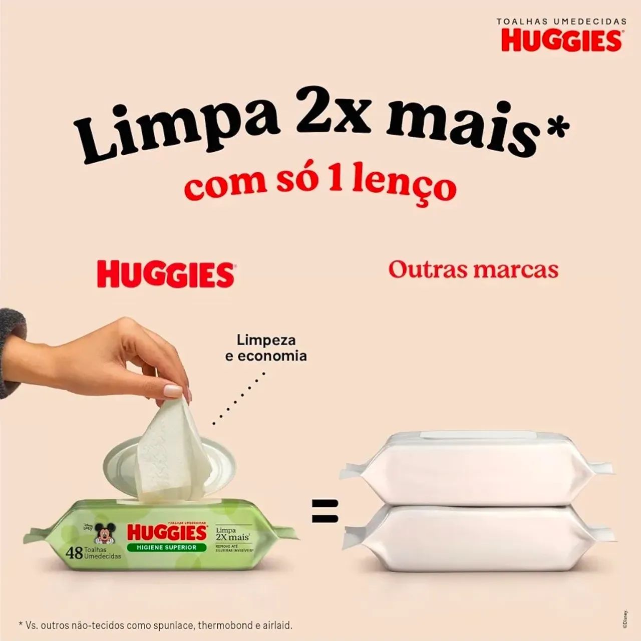Lenços Umedecidos Huggies 48 unidades  - Foto 2