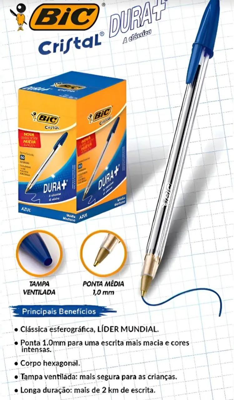 Kit com 10 canetas Big cristal azul  - Foto 4