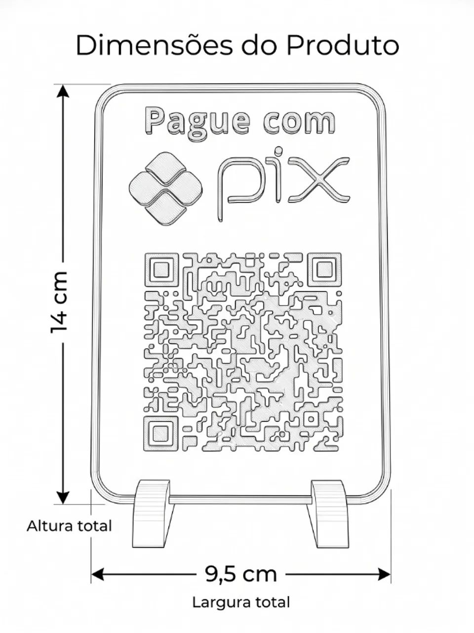 Placa PIX QR Code incluso - Criamos o QR code - alto relevo - Base inclusa - Foto 3