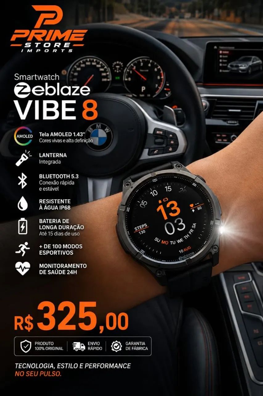 Relógio ZEBLAZE V8 AMOLED 