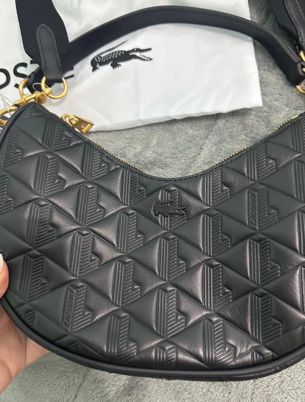bolsa lacoste preta couro legítimo  - Foto 4