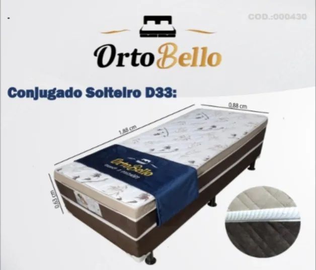 Cama Box Solteiro D33 Ortobello - Entrega Rápida! 