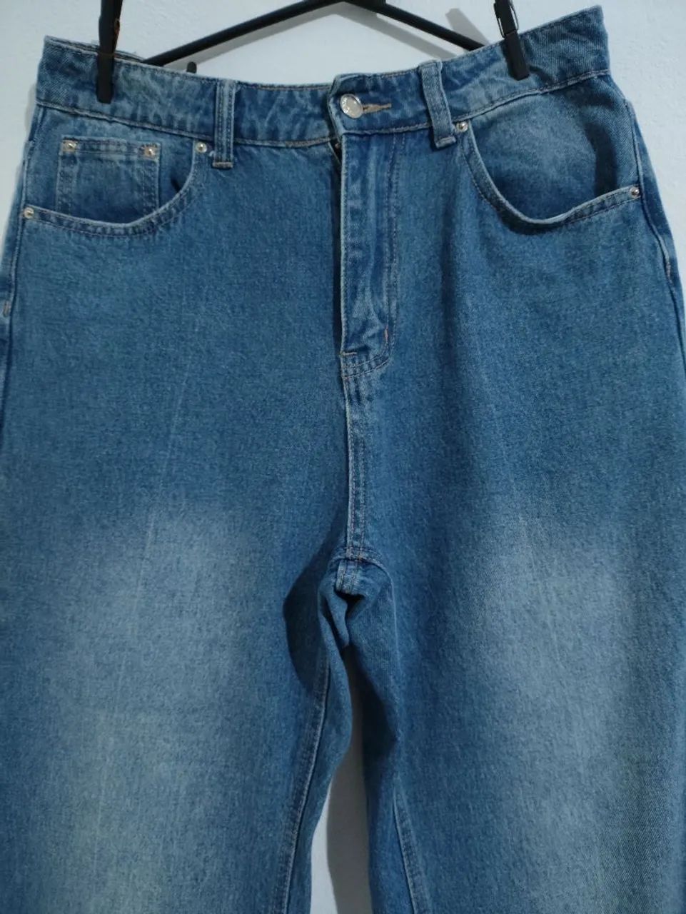 calça reta folgada jeans straight leg mom jeans - Foto 3