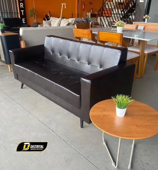 Sofá Vitrola Retrô 1,75m Courino Pronta Entrega - Foto 2