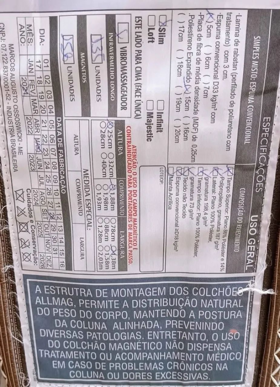 Colchão AllMag Magnético e Massageador 1,38 x 1,88 Espuma D33 - Foto 4
