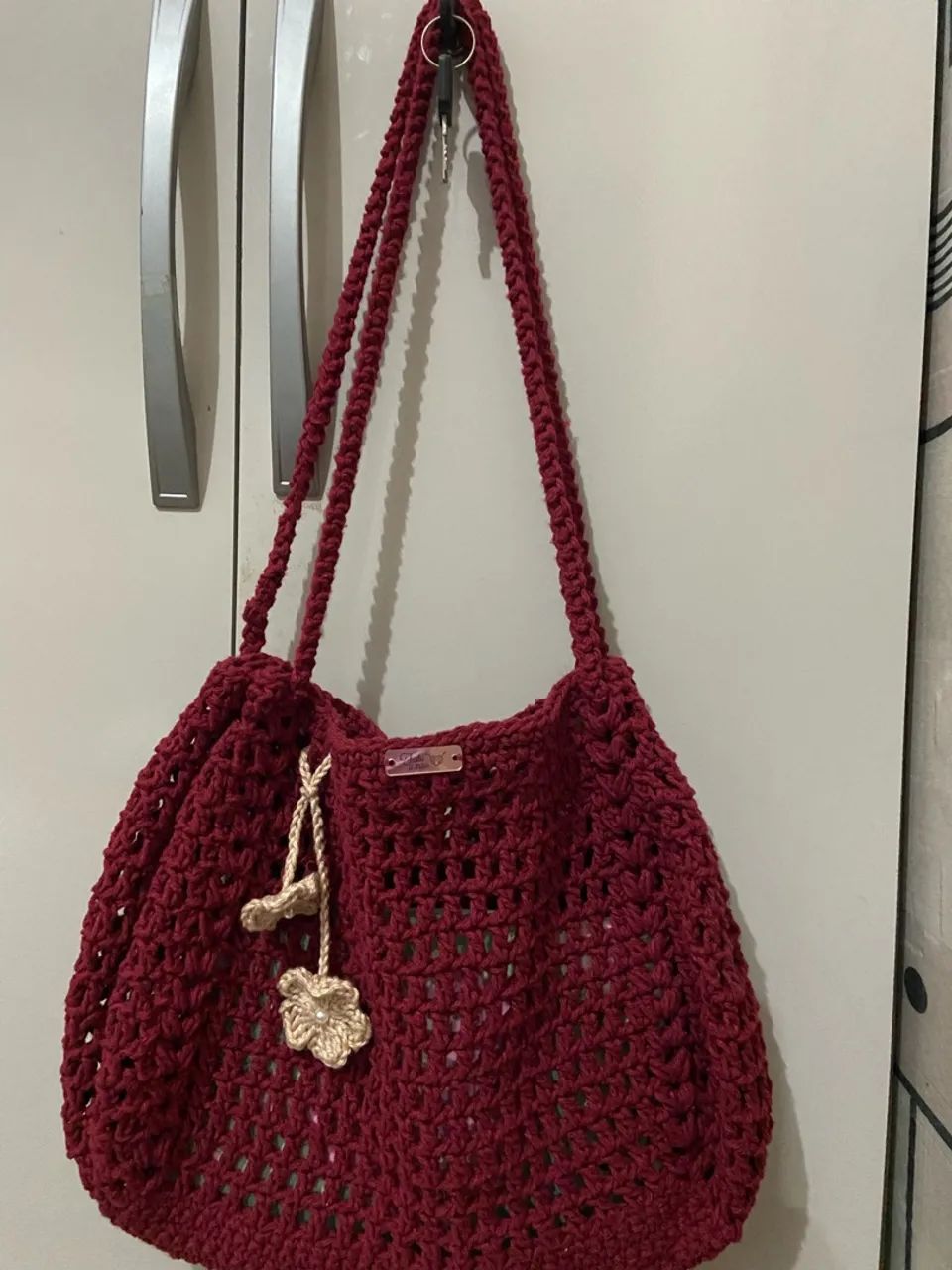 Bolsa tipo sacola de crochê 
