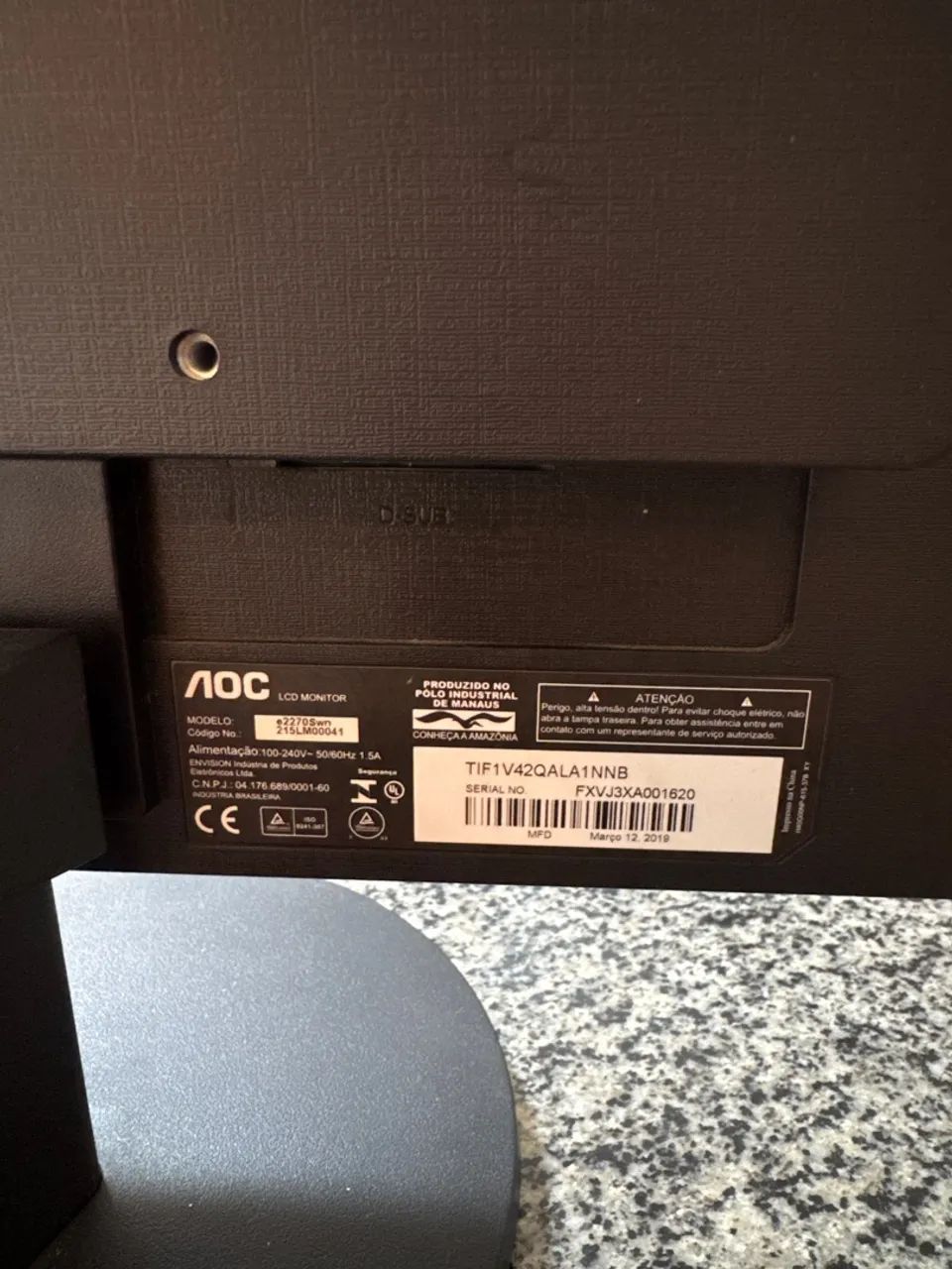 Monitor AOC Preto - R$ 100 - Foto 3