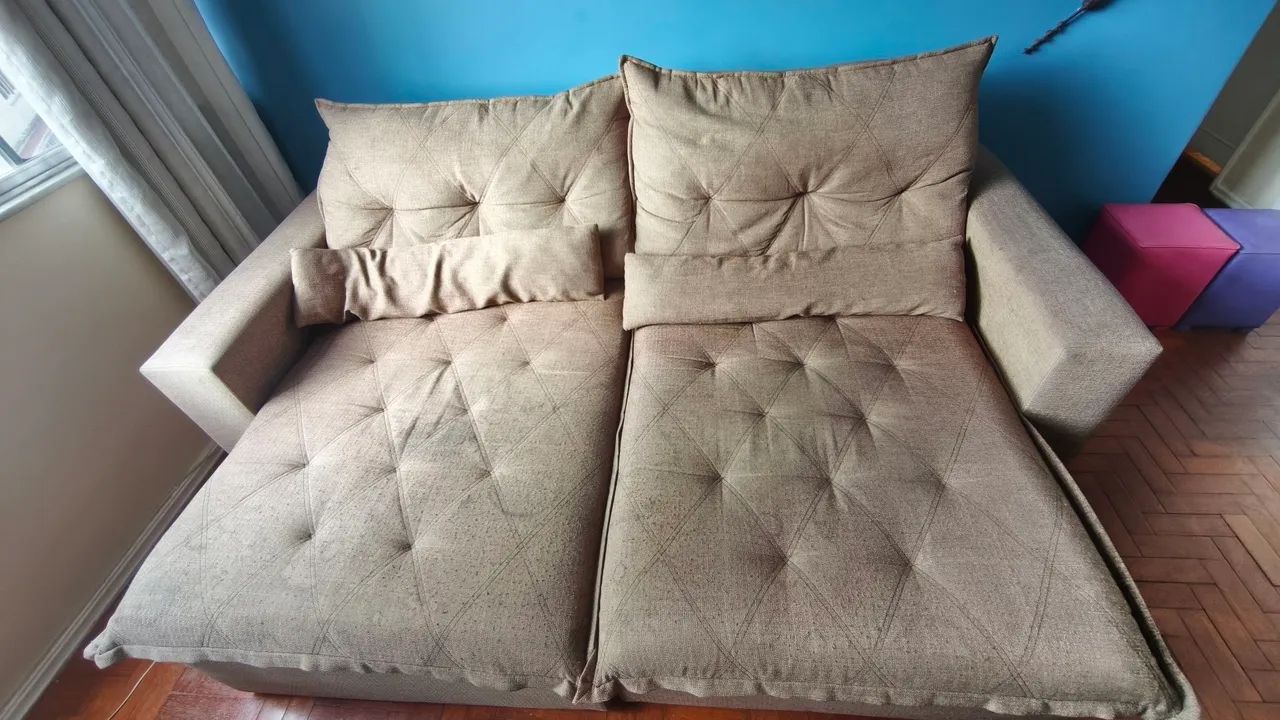 Sofá 3 lugares Retrátil Marrom.  - Foto 2