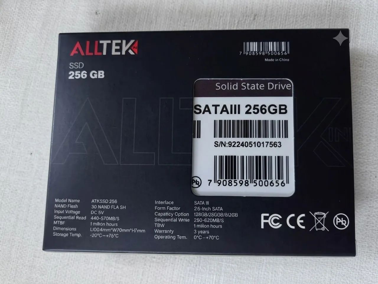 SSD 256GB SATA III 2.5" - Novo e Lacrado